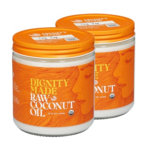 Image of Raw Organic Coconut Oil for Skin, Hair & Cooking - Unrefined, Centrifuge-Extracted, Fair Trade Verified, Non-GMO, Virgin Coconut Oil - Beauty & Health Essentials (15 fl oz, Pack of 2)