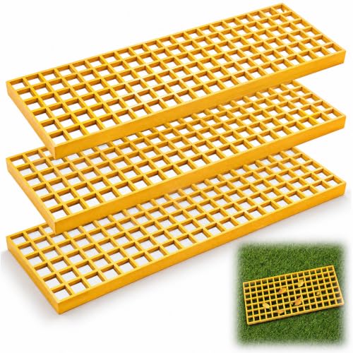 Image of Cinnvoice 3 Pcs FRP Molded Grating Panel, 2.6ft X 0.8ft X 1.5in, Yellow