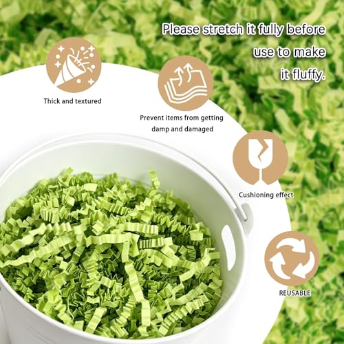 Image of Zankubom 1 /2LB Fresh Green Crinkle Cut Paper Shred Filler Great for Gift Wrapping, Fresh Green Basket Fillers, Birthday, Gift Wrapping, Halloween Thanksgiving Christmas Party Decor Filling Supplies