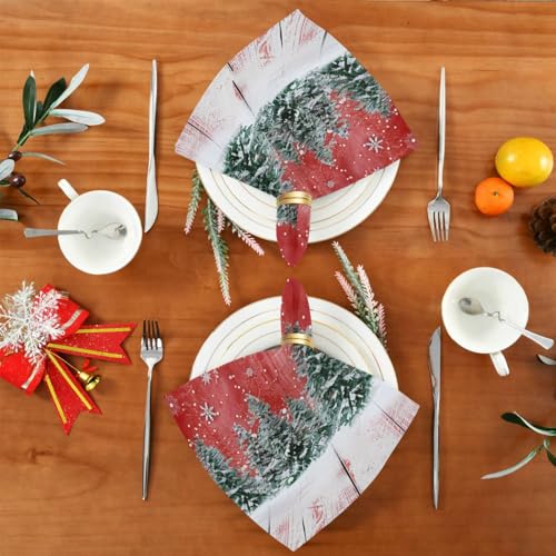 Servilletas de tela con copos y árboles de Navidad pack x6 miniatura 5