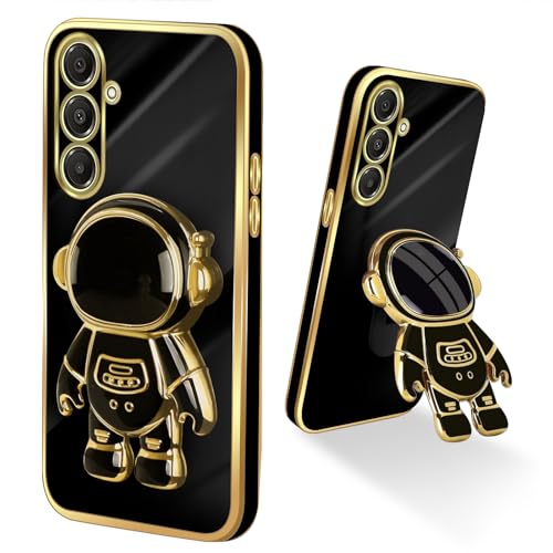 Easyscen for Samsung Galaxy A16 5G Case (6.7-inch), with Astronaut Hidden Stand Kickstand 6D Design Cover - Black