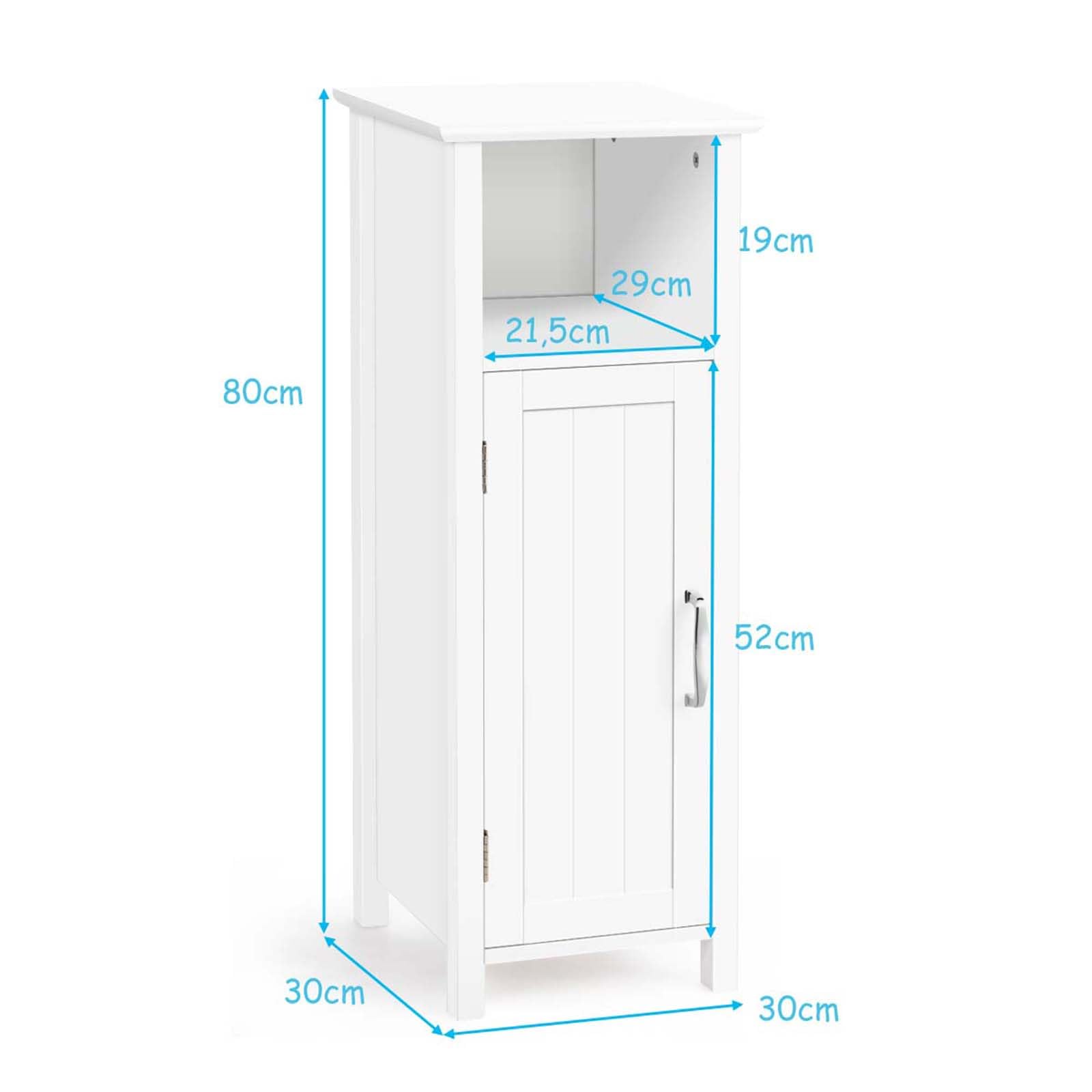 COSTWAY Mobile Bagno 30 x 30 x 80cm, Armadietto Salvaspazio in Legno con Ante e Ripiani Regolabili per Cucina, Soggiorno e Corridoio, Mobiletto Spazioso (Bianco)