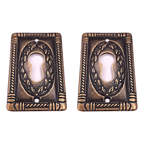 cyclingcolors 2x Antik möbel beschlag schlüsselschild möbelschild schlüsselblende messing antik 25 x 43 mm