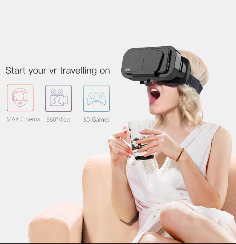 VR Virtual Reality Headset 3D Glasses VR Goggles for TV, VR Headset Virtual Reality Glasses Set 3D Virtual Reality Goggles, Adjustable Glasses Support 7.2 Inches