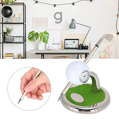 Keenso-Juego-de-boligrafos-de-Golf-Juego-de-boligrafos-de-Golf-de-Escritorio-de-aleacion-de-Zinc-Duradero-practico-para-Regalos-con-Reloj-y-Base-de-Soporte