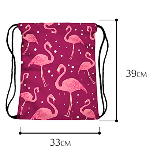 CAOLATOR Rode rugzak met trekkoord gymtas canvas sporttassen flamingo schoudertas gymtas tas sporttas voor reizen sport… - Image 3