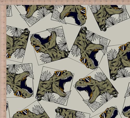 VmG-Store 1 m Cotton Fabric for Sewing 100% Cotton Sewing Fabric, No Sold by the Metre, Children's Fabric (Cool Dino Bb049) - Image 2