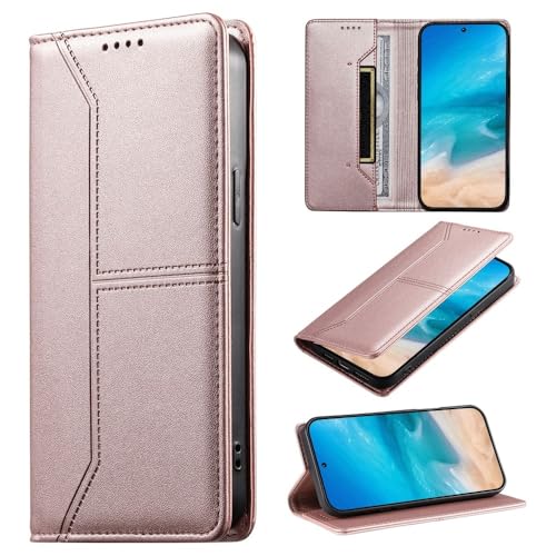 Étui Galaxy S22 Ultra portefeuille cuir rose contre les chutes