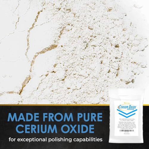 Image of Optical Grade Cerium Oxide 8oz Glass Repair Powder | Glass Window and Windshield Repair | Optical Grade, for use with Camera, Scope, Binocular Lens (8oz with 3 inch Felt Bob Wheel)