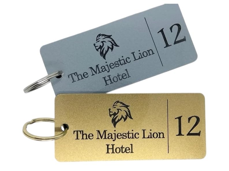 Image of BS ENTERPRISES Customised Hotel Keyring & Keychain With Hotel Name, Room Number. Tag Keychain For Hotel, Office, Home, Flat Key 3x1.7inches