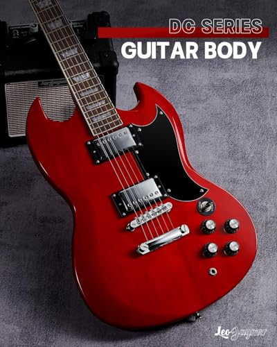 Image of Leo Jaymz 39 Inch Double Cut Solid Body Electric Guitar - Poplar Wood Body,Maple Neck and Laurel Wood Fretboard (DC Red)