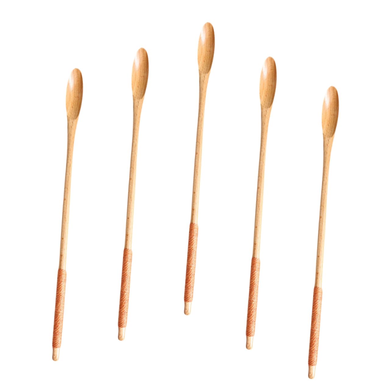 KICHOUSE Long Handle Wooden Stirring Spoon for Coffee Honey Pcs Set Practical Kitchen Spoon for Cooking Mixing