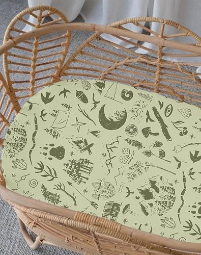 Image of Bassinet Sheets for Baby Girls Boys 2 Pack, Fitted Baby Mattress Sheet for Rectangle, Oval, Hourglass Bassinet Mattress, Breathable Cozy & Universal Fit (Bear Tracks, Bassinet Sheet)