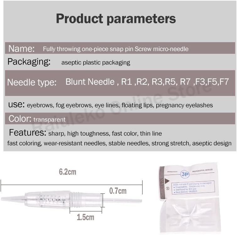 20pcs Replacement Screw Tattoo Cartridge Needles 1D 1R 2R 3R 3F 5R 5F 7R 7F for Permanent Microneedling Microblading Eyebrow Lips Makeup Needles,F5