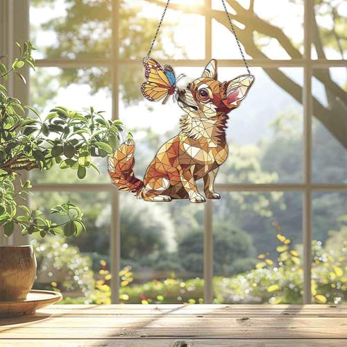 Image of Chihuahua Butterfly Acrylic Ornaments Suncatcher Gifts Christmas Decor