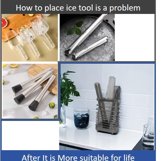 Dudukan Sendok Es Stainless Steel - Aksesori Sendok Es Gantung atau Berdiri untuk Mesin Pembuat Es, Freezer & Bar