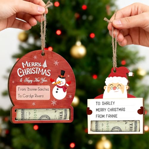 2 Stück Geldgeschenk Weihnachten, Weihnachtsgeldhalter für Christbaumschmuck, Grußkarten und Geschenkverpackungen, Ideal für Erwachsene, Familien und Freunde