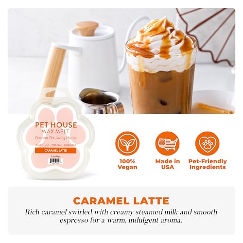 Image of Pet House Caramel Latte Fall Scented Wax Melts - Natural, Long-Lasting, Plant Based Paw Shaped Wax Melts for Warmers Pack of 2