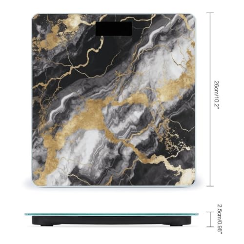 Báscula Digital de Baño de Vidrio Templado Mármol Oro Negro Blanco miniatura 2