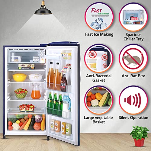 Image of LG 215 L 3 Star Direct-Cool Single Door Refrigerator Appliance (GL-B221ABED, Blue Euphoria, Moist 'N' Fresh, 2022 Model)