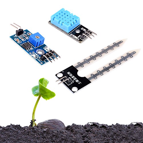 kuman for Arduino Raspberry pi, 5PCS Soil Moisture Sensor Module and 5 PCS Temperature Humidity Sensor with 20PIN Female to Female Dupont Jump Cable 20PIN Male to Female Jump Wires KY71 - Thumbnail 5