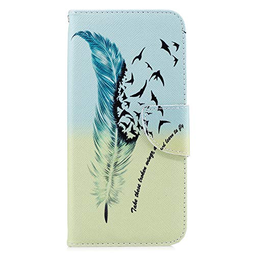 Bumina für Samsung Galaxy A20e Hülle Leder Flip Case Tasche Wallet Handyhülle Kunstleder Bookstyle Brieftasche Schutzhülle Handytasche Cover Silikon Magnetisch Kartenfach Ständer Etui Fliegende Feder