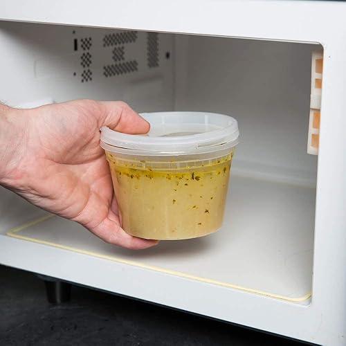 Miniatura 10 de RiverBlue TSHomeGoods - Recipientes de almacenamiento de alimentos para delicatessen con tapas de 8 onzas, aptos para congelador, microondas,