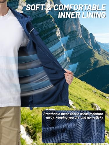 Image of SWISSWELL Mens Rain Jacket & Coats Packable Lightweight Waterproof Rain Shell Hooded for Golf Travel Hiking