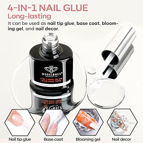 Modelones Nail Tips And Glue Gel Kit, Gel X Nail Kit With 4 In 1 Nail Glue Gel, 500Pcs Half Matte Coffin Nails And Portable U V Led Nail Lamp Fast Nail Extension Set Valentines Day Gifts For Women #TOP3