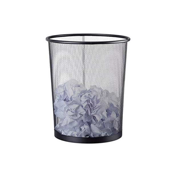 Relaxdays Papierkorb Metall, großer Papiereimer fürs Büro, Mülleimer Mesh 20 Liter, Draht, 30 cm Ø, 35 cm hoch, schwarz