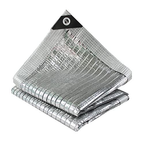 Reflektierender Schattentuch, 2 x 7 m, 75 % UV-Schutz, für Außenbereich, Markise mit Ösen für Gewächshaus, Terrasse, Rasen, Silberner Sonnenschutz
