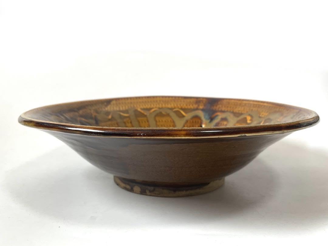 Amazon.co.jp: 民芸 民藝 手仕事 大分県 小鹿田焼 飛び鉋 深皿 大皿 鉢