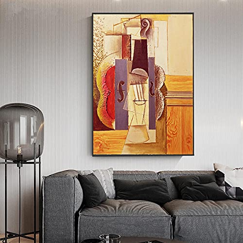 Toile Picasso violon pour salon elegant, affiche artistique decreateur format 50x70cm
