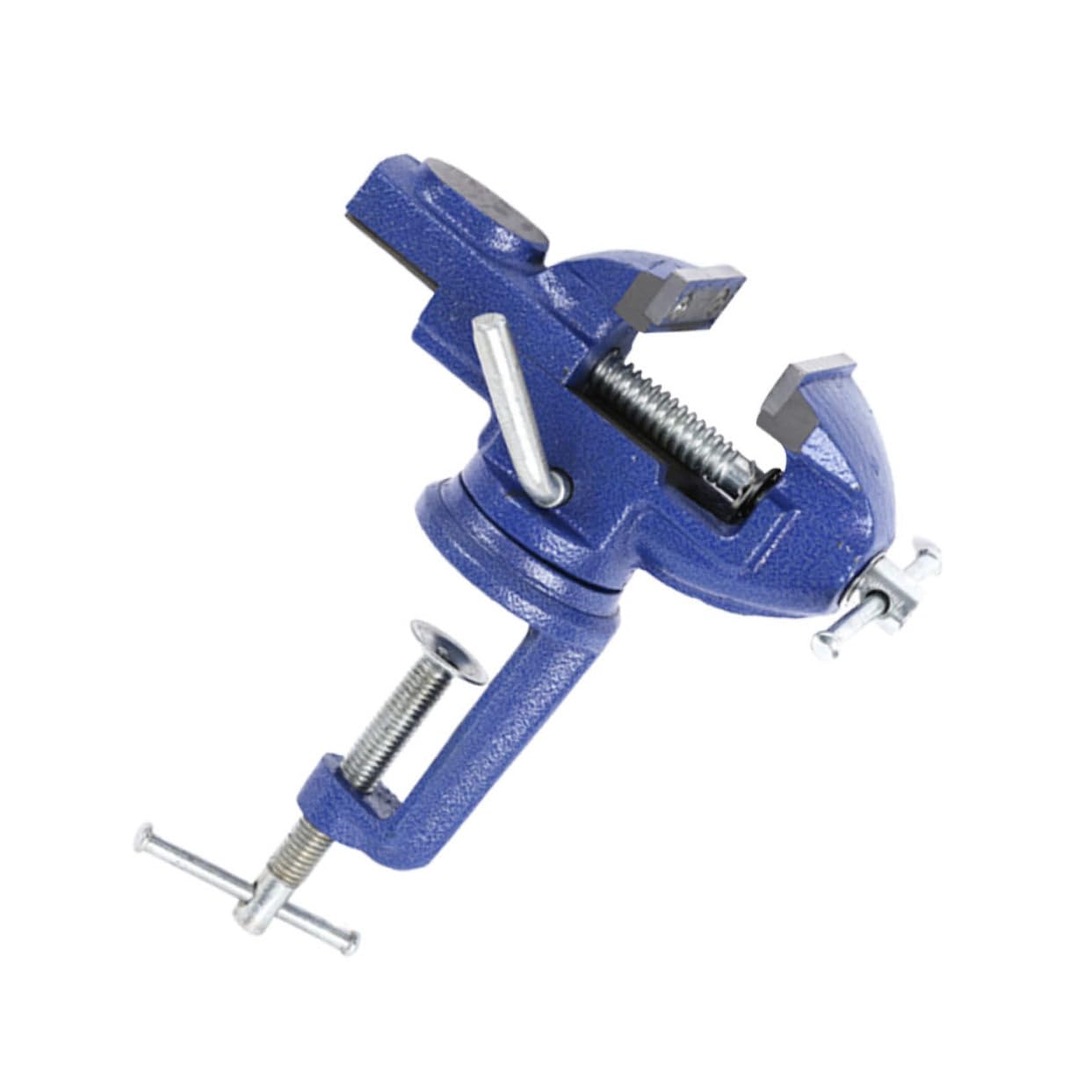 Étau de Table Pivotant Multifonction Bleu en Fer et Acier pour Atelier