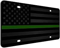 Vista 22 de JASS GRAPHIX Placa de matrícula personalizada con la bandera estadounidense de línea amarilla, homenaje personalizado a despachadores y operadores