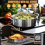 Stainless Steel pots and pans set, 6 Piece Nonstick Kitchen Induction Cookware Set,Works with Induction/Electric and Gas Cooktops, Nonstick, Dishwasher - Image 5