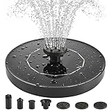 1W Solar Bird Bath Fountain Pump, Solar Fountain, Solar Powered Water Pump, Outdoor Water Fountain with 6-in-1 Nozzles, Free Standing Floating Solar Powered for Bird Bath, Garden, Pond, Pool, Outdoor