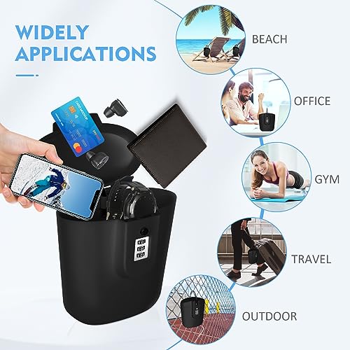 Coffre-fort de voyage et de plage portable antivol noir à code - 4
