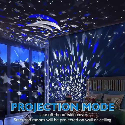 Image of Kids Star Projector Night Light, Nebula Star Projector 360 Degree Rotation - 4 LED Bulbs 12 Light Color Changing with USB Cable