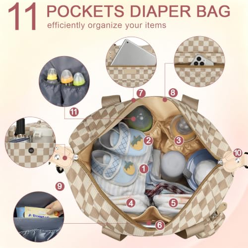 Image of Pritent Diaper Bag - Baby Diaper Bag Waterproof Large Maternity Travel Baby Bag for Mom and Dad
