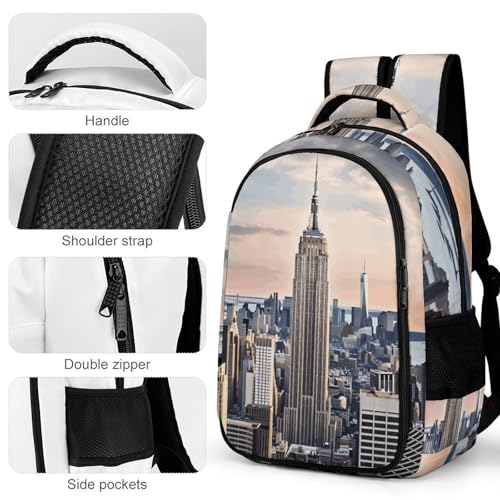 Backpack Empire State Building Printed Lightweight Backpack Pocket Backpacks Gym Urban Daily Use Organizer4