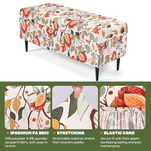 Image of FUANGUI Ottoman Cover Stretch Storage Ottoman Bench Slipcover Printed Folding Storage Bench Ottoman Cover Footrest Stool Slipcover Footstool Protector Cover with Elastic Bottom, Large,85