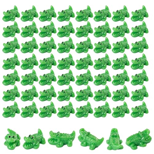Teenzee 80 Pcs Mini Resin Crocodile Figurine Crocodile Mini Crocodile Figurine Cake Decorations Cute Miniature Resin Sculpture Ornament Micro Landscape Office Garden Desk Party Tabletop Decor