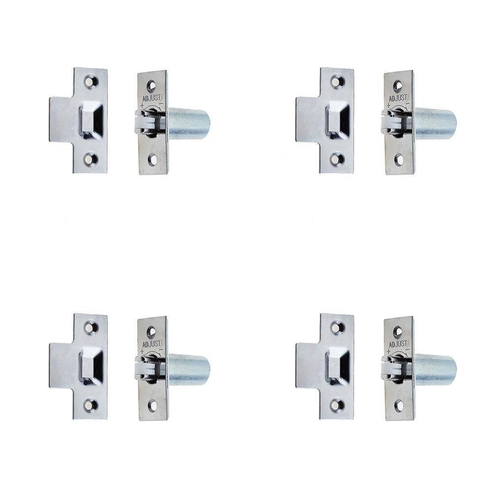 Loops Polished Chrome 4 Pack Premium Adjustable Rollerbolt Catches With Nylon Roller In Finish - 36Mm