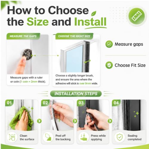 Image of ZOMPAGO Brush Weather Stripping Door Window Seal,0.4 x 0.4 x 32.8 FT | Felt weather stripping,door sweep,sliding glass door applicable,soundproof,door frame sealing,windproof weatherstripping