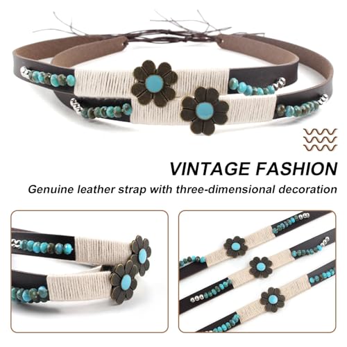 Image of Cowboy Hat Bands for Men Women, Leather Hatbands Belt for Cowboy /Western /Fedora /Cowgirl Hats