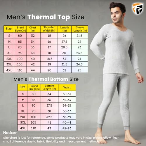 Image of FF Winter Wear Thermal Upper Vest and Bottom Lower Warmer Combo for Men Long Johns Underwear Set