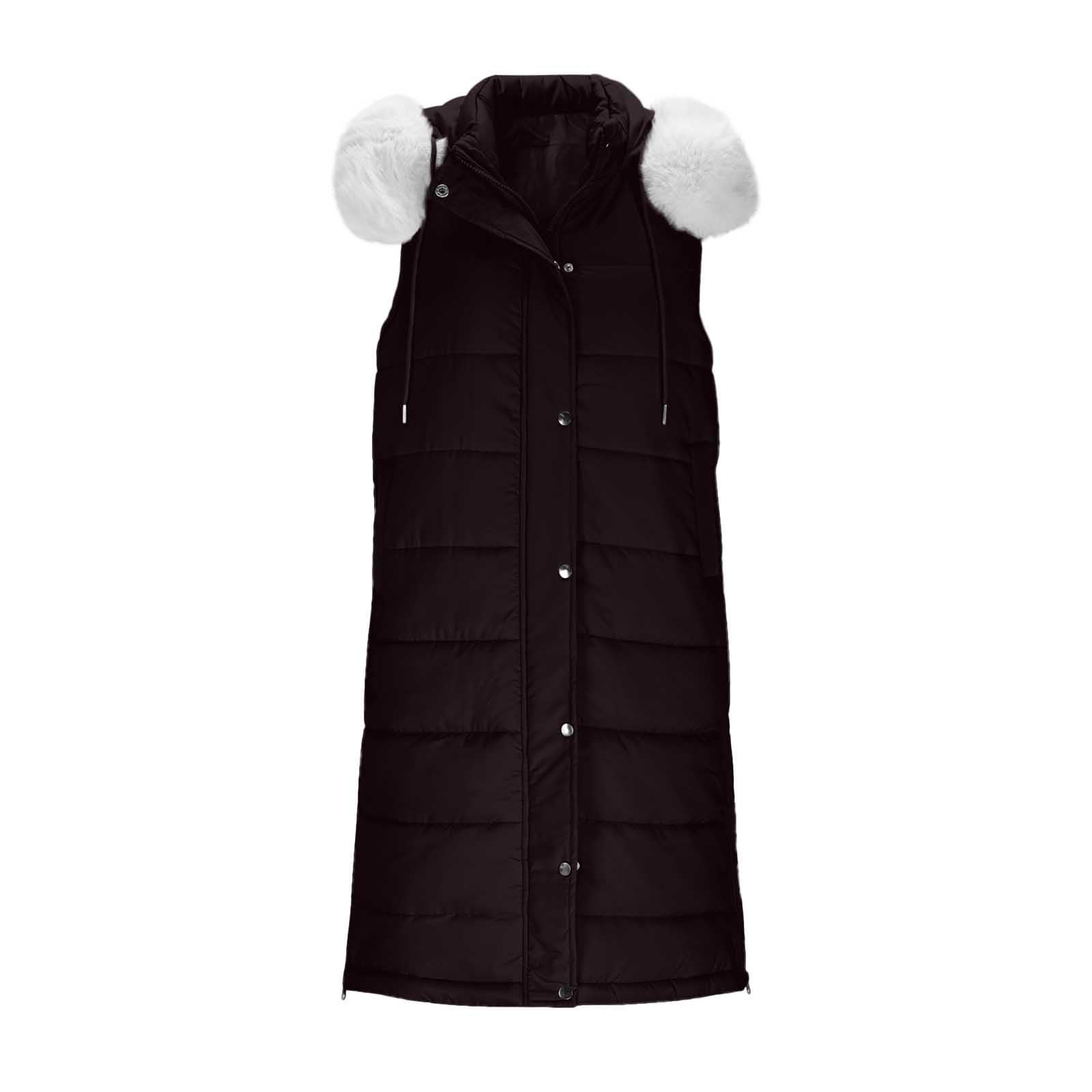 Chaleco acolchado para mujer, talla grande, para otoño e invierno, longitud media, abrigo acolchado con cremallera completa, cálido, sin mangas, chaqueta térmica con cremallera lateral, chaleco de