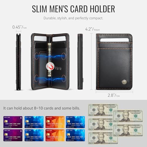 Wallet for Men RFID Blocking Card Holders and Money Slots, PU Leather Front Pocket Minimalist Slim Wallets Gift for Mens Women, Black4