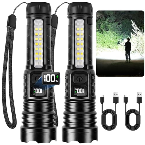 Rechargeable Flashlights High Lumens 99000 2 Pack, Super Bright Flash Light